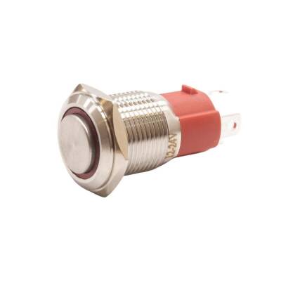 WD16D-G1-E 16mm Bulge Momentary Illuminated Metal Button - Red - 1