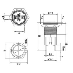WD16D-G1Z 16mm Çıkık Anahtarlı Metal Buton - 2