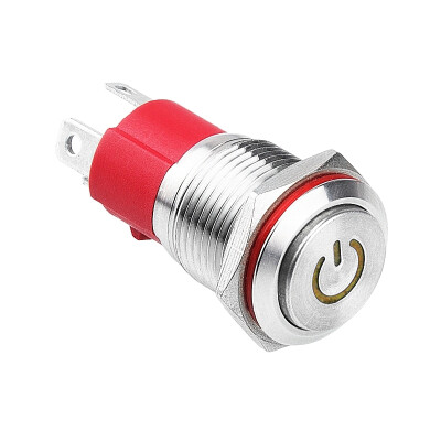 WD16D-G1Z-C 16mm Çıkık Anahtarlı Işıklı Power Metal Buton - Sarı - 1