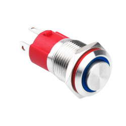 WD16D-G1Z-E 16mm Bulge Self Locking Illuminated Metal Button - Blue - 1