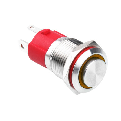 WD16D-G1Z-E 16mm Çıkık Anahtarlı Işıklı Metal Buton - Sarı - 1