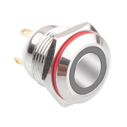 WD16H-P1-E 16mm Düz Yaylı Işıklı Metal Buton - Beyaz - 1