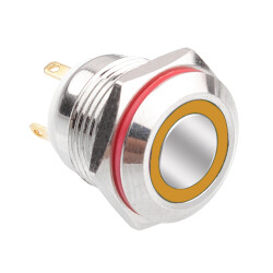 WD16H-P1-E 16mm Düz Yaylı Işıklı Metal Buton - Sarı - 1