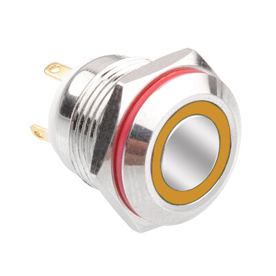 WD16H-P1-E 16mm Flat Momentary Illuminated Metal Button - Yellow - 1