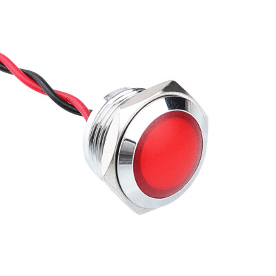 WD16L-P2 16mm 12-24V Kablolu Metal Sinyal Lambası - Kırmızı - 1