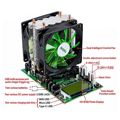 180W 200V 20A Çok Fonksiyonlu Akıllı ve Ayarlanabilir Deşarj Güç Test Cihazı - 3