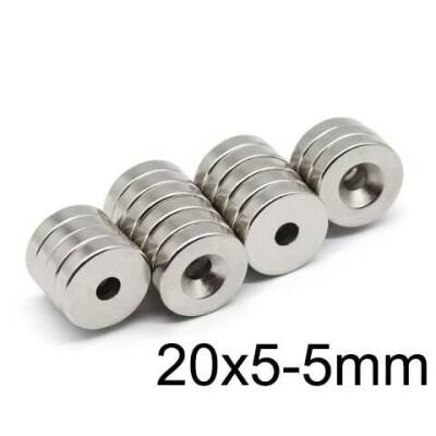 19.5X4.5-5mm Havşa Delikli Neodyum Güçlü Mıknatıs - Neodim Magnet - 1