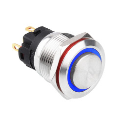 WD19A-G1-E 19mm Bulge Momentary Illuminated Metal Button - Blue - 1