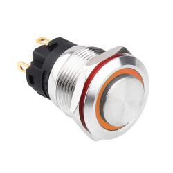 WD19A-G1-E 19mm Çıkık Yaylı Işıklı Metal Buton - Sarı - 1
