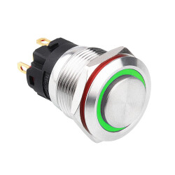 WD19A-G1-E 19mm Çıkık Yaylı Işıklı Metal Buton - Yeşil - 1