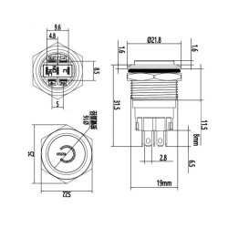 WD19A-G1Z-C 19mm Çıkık Anahtarlı Işıklı Power Metal Buton - Mavi - 2