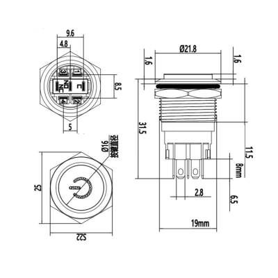 WD19A-G1Z-C 19mm Çıkık Anahtarlı Işıklı Power Metal Buton - Mavi - 2