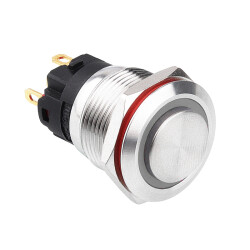 WD19A-G1Z-E 19mm Çıkık Anahtarlı Işıklı Metal Buton - Beyaz