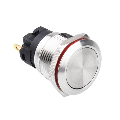 WD19A-P1 19mm Flat Momentary Metal Button - 1