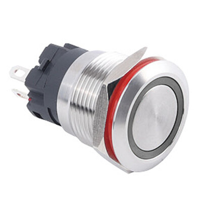 WD19A-P1-E 19mm Düz Yaylı Işıklı Metal Buton - Beyaz - 1