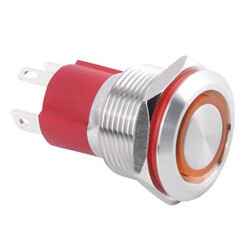 WD19D-P1-E 19mm Düz Yaylı Işıklı Metal Buton - Sarı - 1