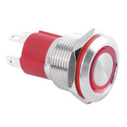 WD19D-P1Z-E 19mm Düz Anahtarlı Işıklı Metal Buton - Kırmızı - 1