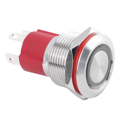 WD19D-P1Z-E 19mm Flat Self Locking Illuminated Metal Button - White - 1