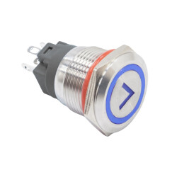 WD19A-P1-ET 19mm Flat Momentary Metal Push Button with Illuminated Arrow Mark - Blue - 1