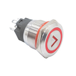 WD19A-P1-ET 19mm Flat Momentary Metal Push Button with Illuminated Arrow Mark - Red - 1