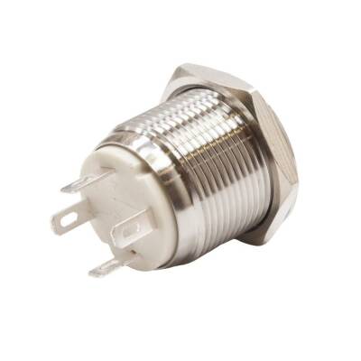 WD19H-G1-E 19mm Bulge Momentary Illuminated Metal Button - White - 2