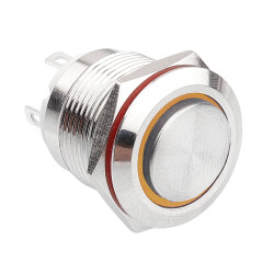 WD19H-G1-E 19mm Bulge Momentary Illuminated Metal Button - Yellow - 1