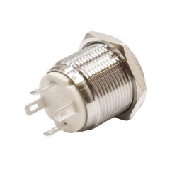 WD19H-G1-E 19mm Çıkık Yaylı Işıklı Metal Buton - Beyaz - 2