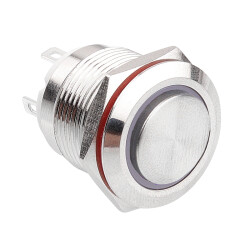 WD19H-G1-E 19mm Çıkık Yaylı Işıklı Metal Buton - Beyaz - 1
