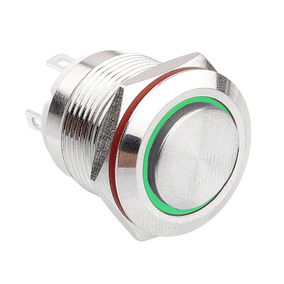 WD19H-G1-E 19mm Çıkık Yaylı Işıklı Metal Buton - Yeşil - 1