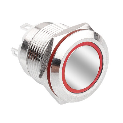 WD19H-P1-E 19mm Flat Momentary Illuminated Metal Button - Red - 1