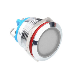 WD19L-P0 19mm 12-24V Metal Signal Lamp - White