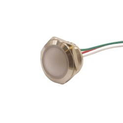 WD19L-P2/RGY+ 19mm 12-24V Kablolu Metal Sinyal Lambası - 3 Renk Anot