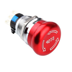 WD19M-Q1 19mm Metal Emergency Stop Button 2NO+2NC - With Logo