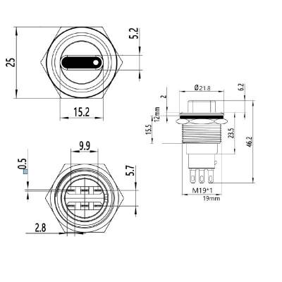 WD19X-P1 19mm Key Lock Button 0-1 - 2