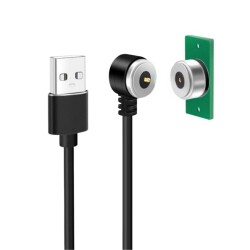 2-Pin 10mm 90C Kablolu PCB'li Pogo Pin Manyetik Konnektör Takımı - USB Soketli