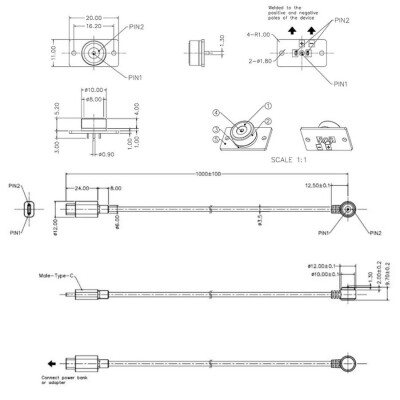 2-Pin 10mm 90C Wired PCB Pogo Pin Magnetic Connector Set - Type-C Socket - 2