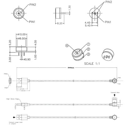 2-Pin 10mm 90C Wired Pogo Pin Magnetic Connector Set - USB Socket - 2
