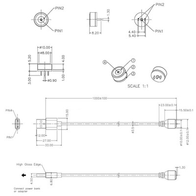 2-Pin 10mm Wired Pogo Pin Magnetic Connector Set - USB Socket - 2