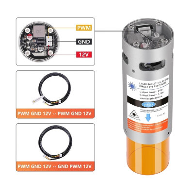 20W 450nm Yakıcı CNC Lazeri - 5.5W Optik Güç - 2