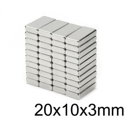 20X10x3mm Neodyum Güçlü Mıknatıs - Neodim Magnet