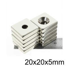 20X20x5-5mm Countersunk Hole Neodymium Strong Magnet