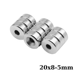 20x8-5mm Havşa Delikli Neodyum Güçlü Mıknatıs - Neodim Magnet