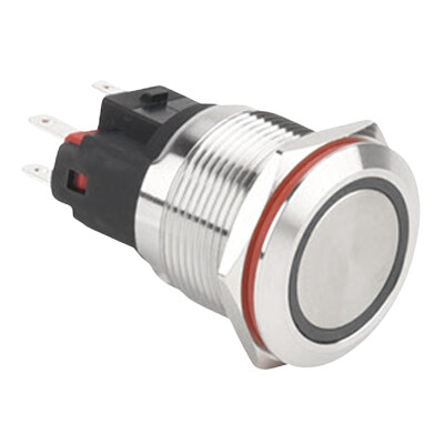 WD22E-P1Z-E 22mm Flat Lock Illuminated Metal Button - White - 1