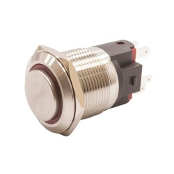 WD22E-G1-E 22mm Bulge Momentary Illuminated Metal Button - Red - 1