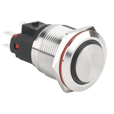 WD22E-G1-E 22mm Çıkık Yaylı Işıklı Metal Buton - Beyaz - 1