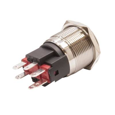 WD22E-G1-E 22mm Çıkık Yaylı Işıklı Metal Buton - Kırmızı - 2