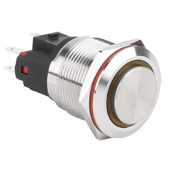 WD22E-G1-E 22mm Çıkık Yaylı Işıklı Metal Buton - Sarı - 1