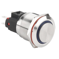 WD22E-G1Z-E 22mm 19mm Bulge Self Locking Illuminated Metal Button - Blue