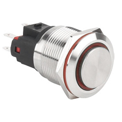WD22E-G1Z-E 22mm Çıkık Anahtarlı Işıklı Metal Buton - Kırmızı - 1