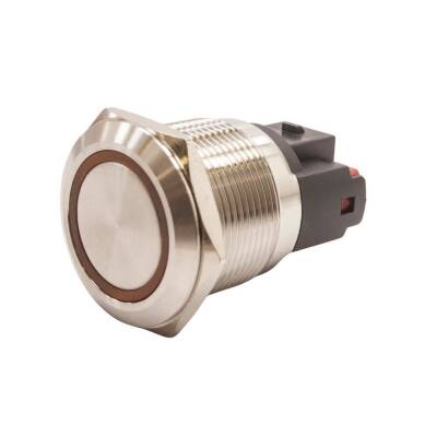 WD22E-P1-E 22mm Düz Yaylı Işıklı Metal Buton - Sarı - 1